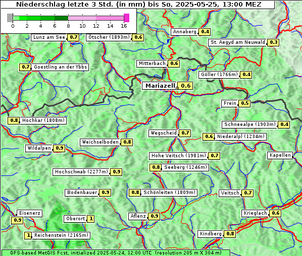 Niederschlag, 25. 5. 2025