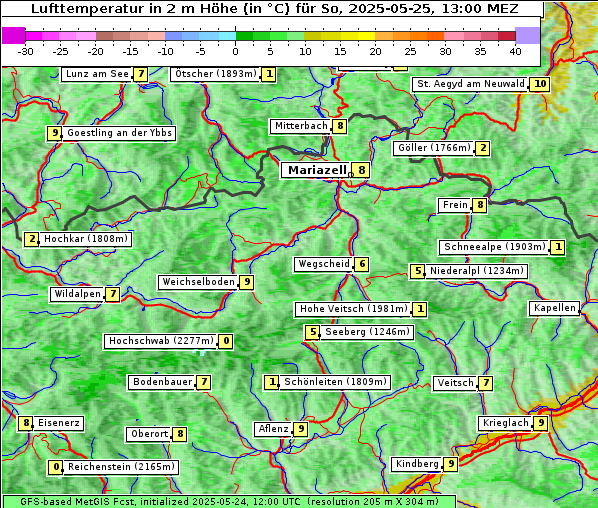 Temperatur, 25. 5. 2025