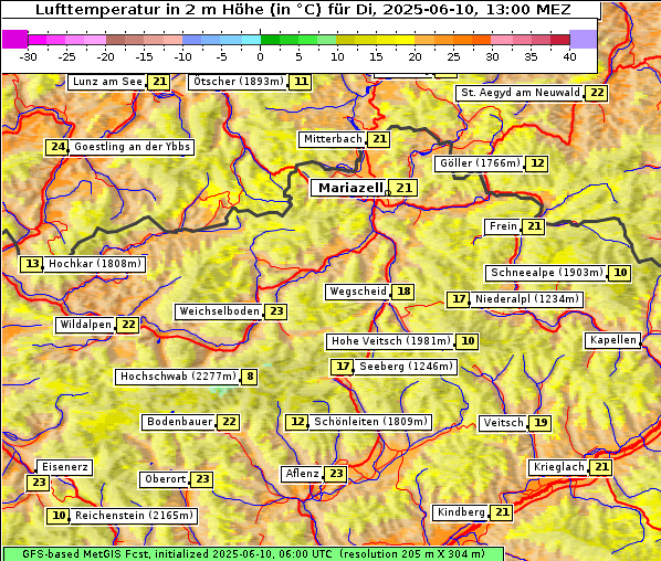 Temperatur, 10. 6. 2025