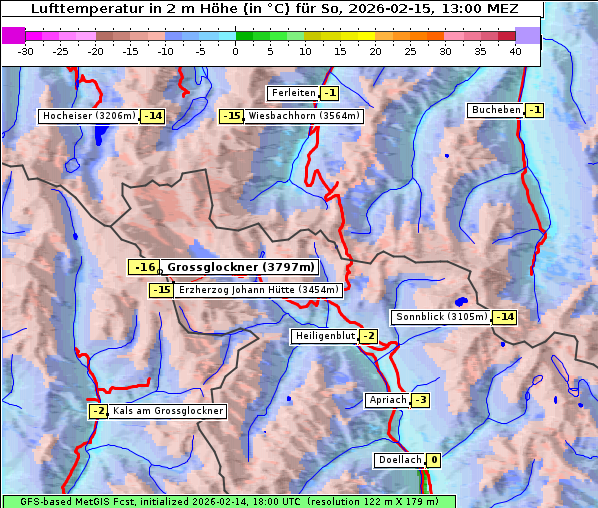 Temperatur, 15. 2. 2026