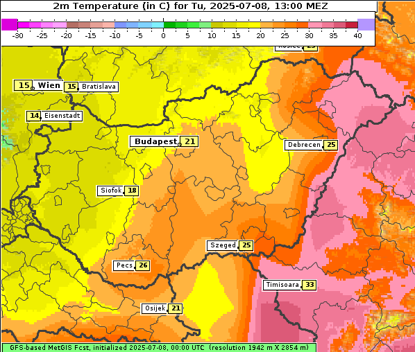 Temperatur, 8. 7. 2025