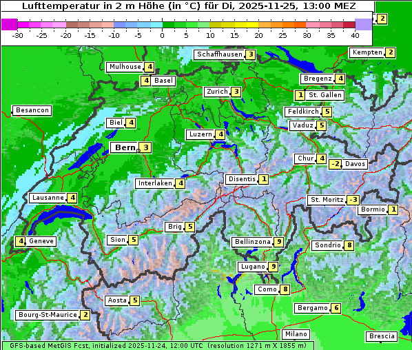 Temperatur, 25. 11. 2025
