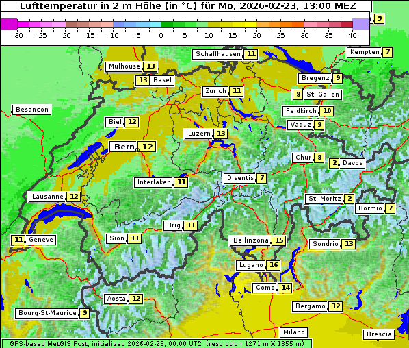 Temperatur, 23. 2. 2026