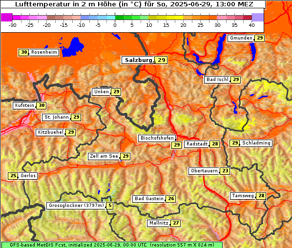 Temperatur, 29. 6. 2025