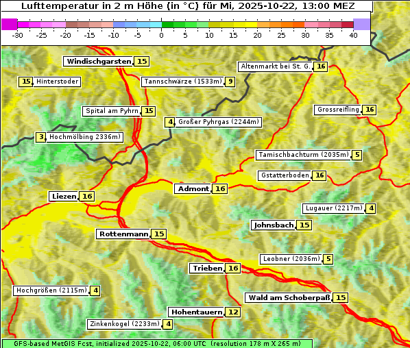 Temperatur, 22. 10. 2025