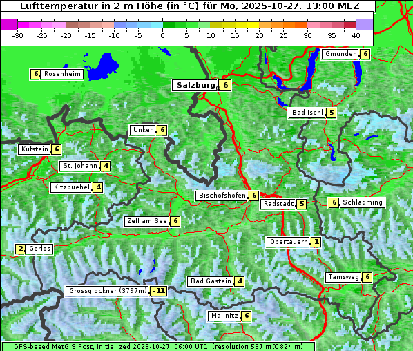 Temperatur, 27. 10. 2025