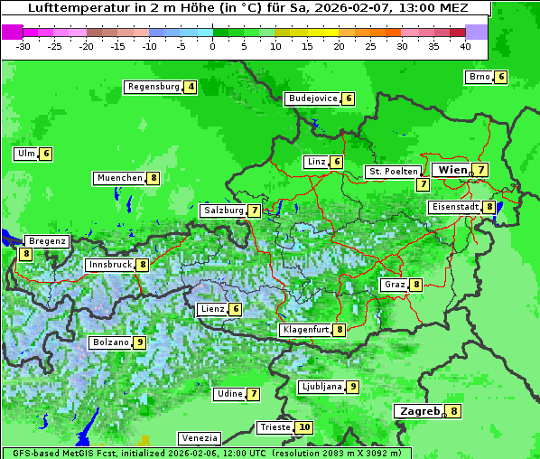 Temperatur, 7. 2. 2026