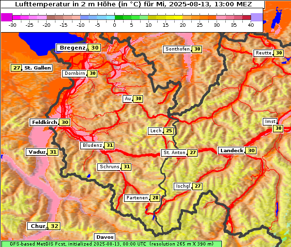 Temperatur, 13. 8. 2025