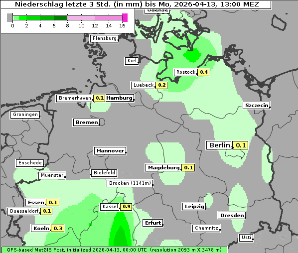 Niederschlag, 13. 4. 2026