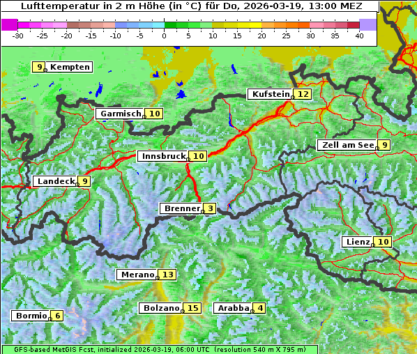 Temperatur, 19. 3. 2026