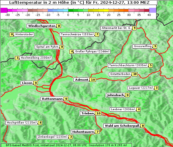 Temperatur, 27. 12. 2024