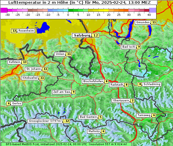 Temperatur, 24. 2. 2025