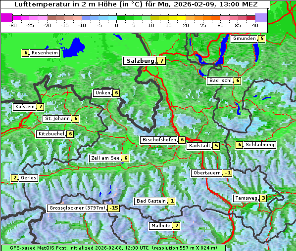 Temperatur, 9. 2. 2026