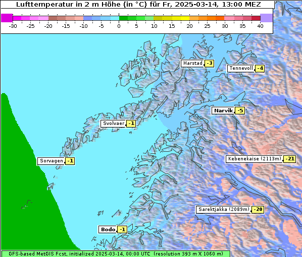 Temperatur, 14. 3. 2025