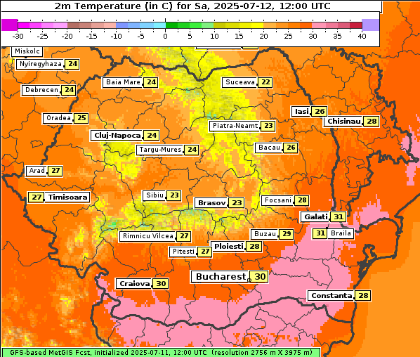 Temperatur, 12. 7. 2025
