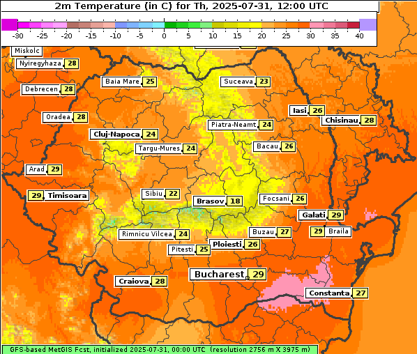 Temperatur, 31. 7. 2025