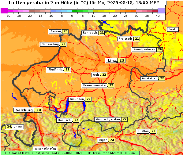 Temperatur, 18. 8. 2025