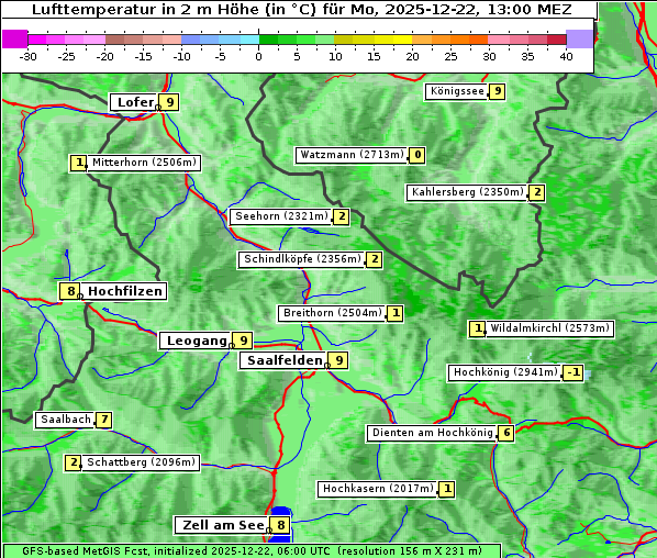Temperatur, 22. 12. 2025