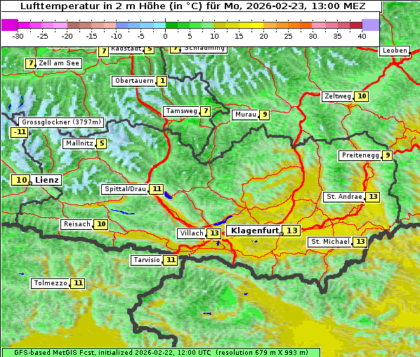 Temperatur, 23. 2. 2026