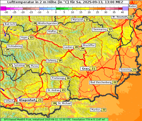 Temperatur, 13. 9. 2025