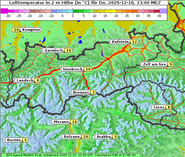 Temperatur, 18. 12. 2025