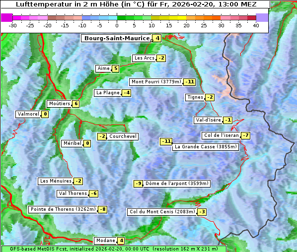Temperatur, 20. 2. 2026