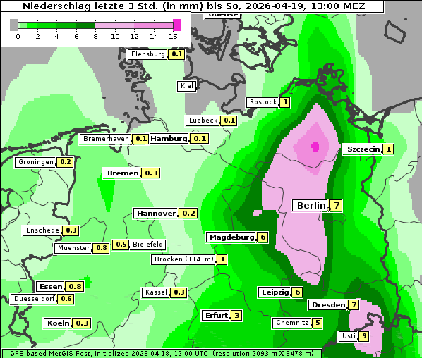 Niederschlag, 19. 4. 2026