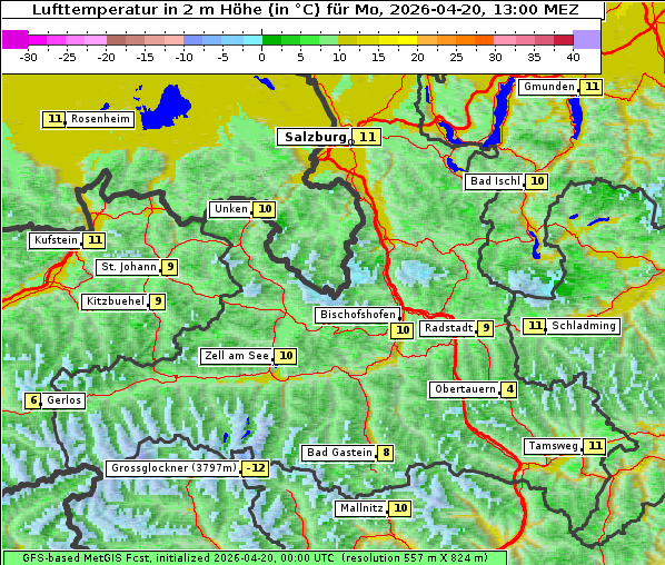 Temperatur, 20. 4. 2026
