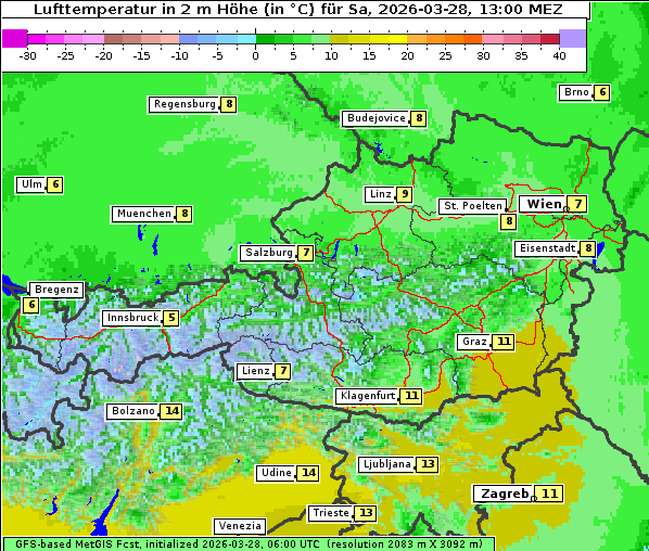 Temperatur, 28. 3. 2026