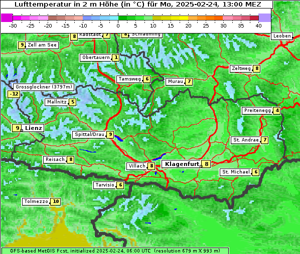 Temperatur, 24. 2. 2025