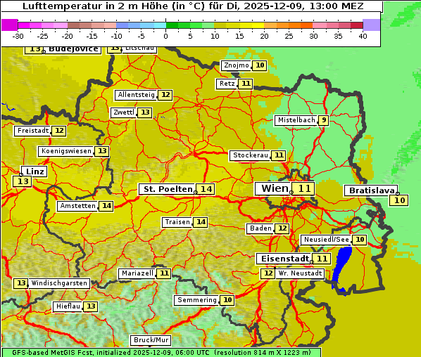 Temperatur, 9. 12. 2025