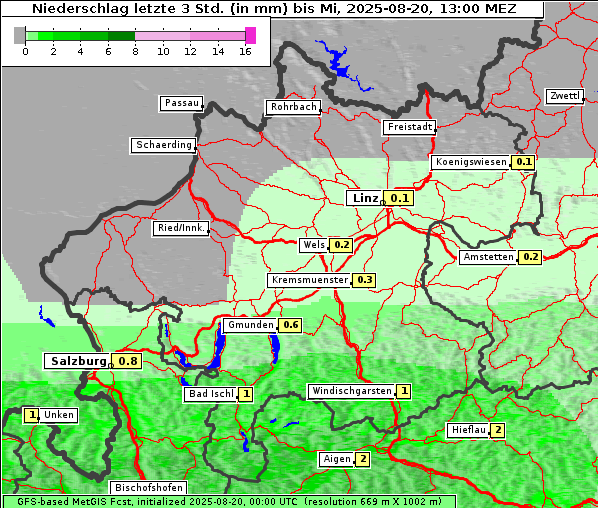 Niederschlag, 20. 8. 2025