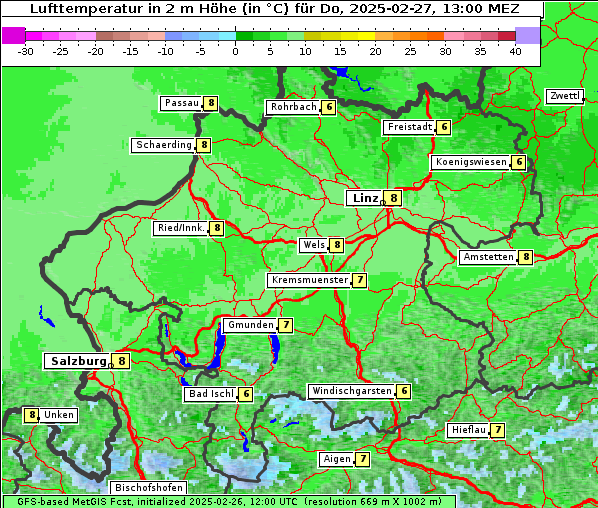 Temperatur, 27. 2. 2025