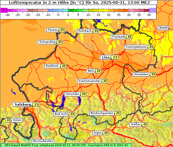 Temperatur, 31. 8. 2025
