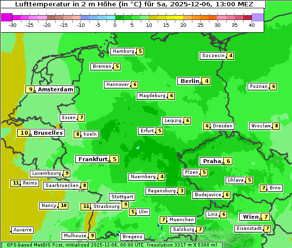 Temperatur, 6. 12. 2025