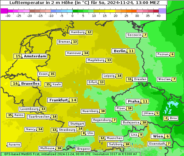 Temperatur, 24. 11. 2024