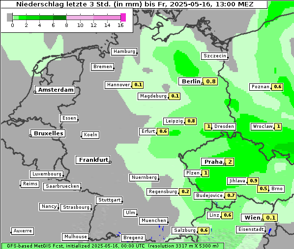 Niederschlag, 16. 5. 2025
