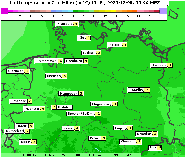 Temperatur, 5. 12. 2025