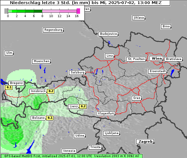 Niederschlag, 2. 7. 2025