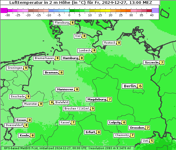 Temperatur, 27. 12. 2024