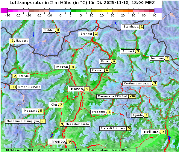 Temperatur, 18. 11. 2025