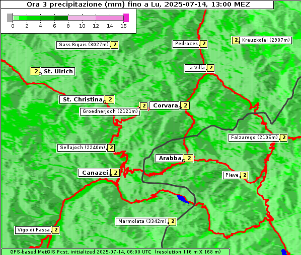 Niederschlag, 14. 7. 2025