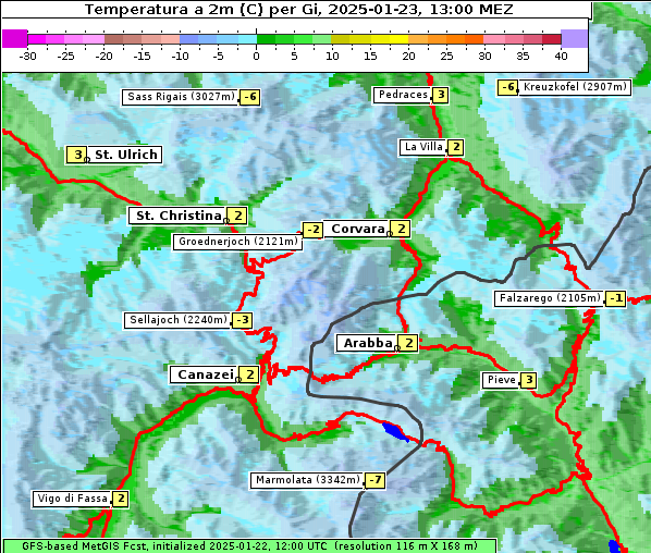 Temperatur, 23. 1. 2025