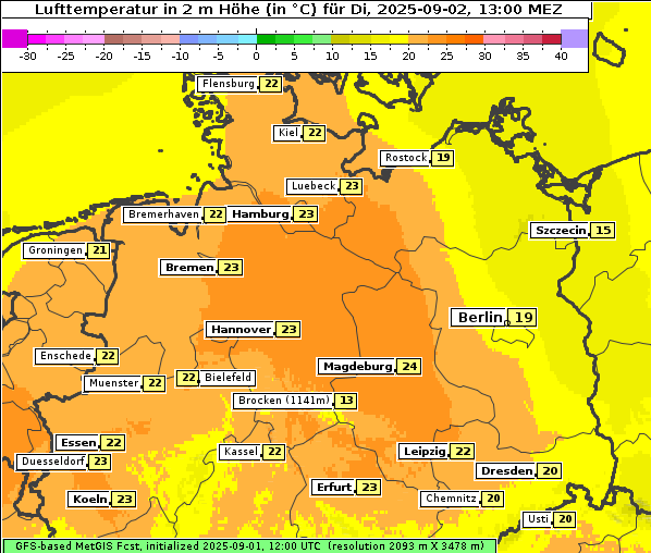 Temperatur, 2. 9. 2025