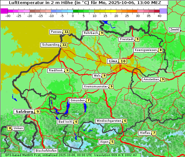 Temperatur, 6. 10. 2025