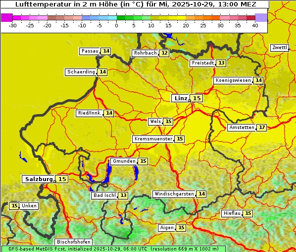 Temperatur, 29. 10. 2025