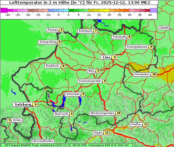 Temperatur, 12. 12. 2025