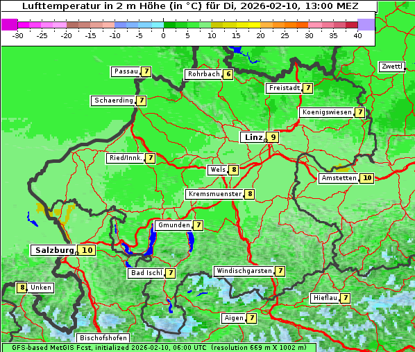 Temperatur, 10. 2. 2026