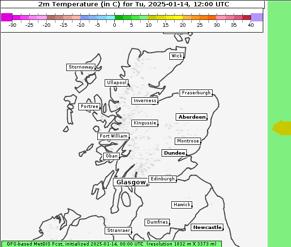 Temperatur, 14. 1. 2025