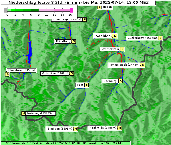 Niederschlag, 14. 7. 2025